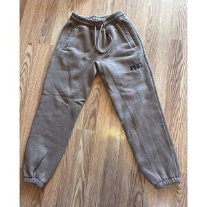 PHIT Tan Jogger Sweatpants S Elastic Waist Drawstring Pockets Embroidered Logo